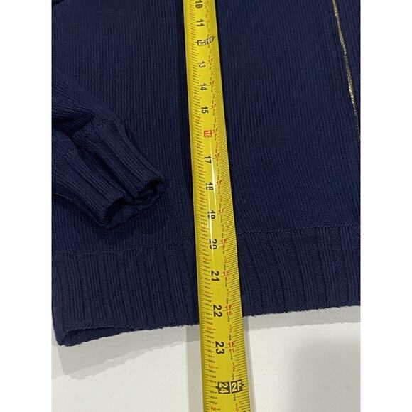 St John Wool Blue Santana Knit Zip Front Jacket Cardigan Size M Worn once - Picture 7 of 8